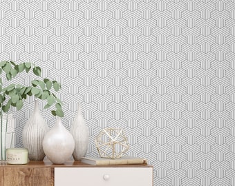 Minimalist Geometric Wallpaper - Modern Scandinavian Wallpaper, Art Deco Pattern - Removable and Washable - Peel & Stick or Regular Material