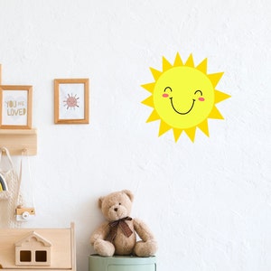 Sun Wall Decals by Wallency Happy Face Sun Wall Decal Playroom Wall Decal Nursery Decor Kids Room Decal Peel & Stick, Removable image 3