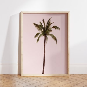 Pink Palm Tree Poster: Tropical Wall Art, Scandinavian Decor
