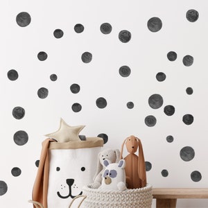 Black Polka Dot Wall Decals by Wallency - Watercolor Black Decals - Shades of Black Polka Dots - Boho Wall Decor - Peel & Stick, Removable