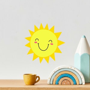 Sun Wall Decals by Wallency Happy Face Sun Wall Decal Playroom Wall Decal Nursery Decor Kids Room Decal Peel & Stick, Removable image 1