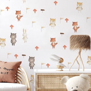 Woodland Animal Wall Decals by Wallency - Fabric Wall Decal - Boho Nursery Wall Decal, Forest Themed Wall Decor - Peel & Stick and Removable