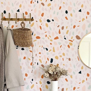 Modern Terrazzo Wallpaper - Minimalistic Abstract Wallpaper, Stone Wallpaper, Removable and Washable / Peel & Stick or Regular Material