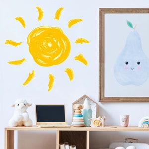 Sun Wall Decals by Wallency - Watercolor Full Sun Wall Decal - Playroom Decal - Nursery Decor - Kids Room Decal - Peel & Stick, Removable