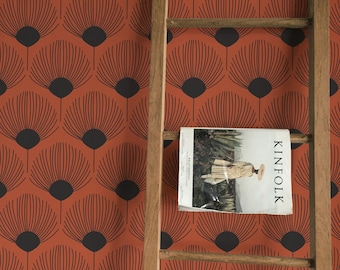 Papier peint plumes de paon : décoration d'intérieur géométrique en terre cuite, papier peint amovible