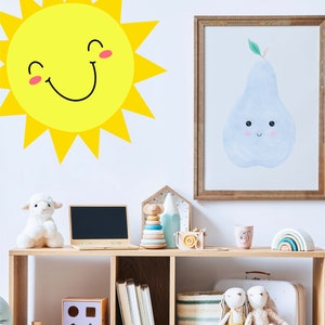 Sun Wall Decals by Wallency Happy Face Sun Wall Decal Playroom Wall Decal Nursery Decor Kids Room Decal Peel & Stick, Removable image 4