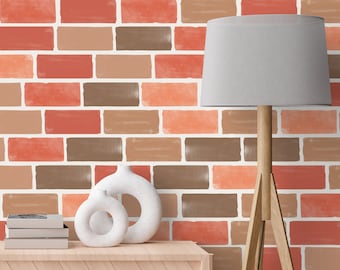 Faux Brick Wall Decals by Wallency - Fabric Wall Decal - Brick Wallpaper - Vintage Wall Mural - Peel & Stick, Removable - Set of 24 Stickers