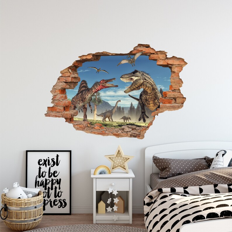 Jurassic Park 3D Brick Wall Decal Dinosaurs Wall Decal Etsy