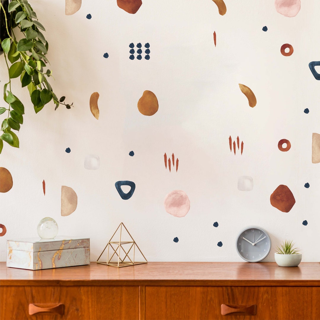 Watercolor Abstract Shape Wall Decals by Wallency Boho Wall Etsy