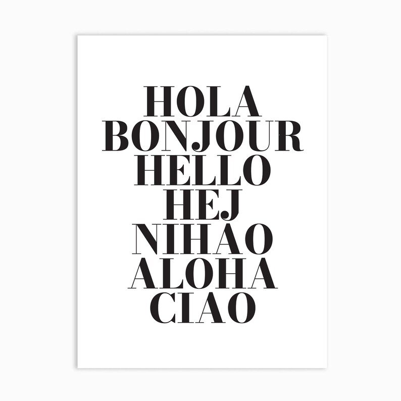 Hello in Different Languages Art Print by Wallency Home Etsy