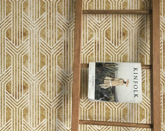 Art Deco Gold Geometric Wallpaper - Removable Peel and Stick