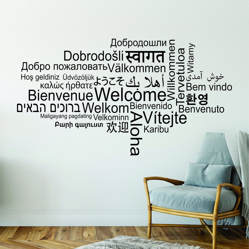 Welcome in Different Languages Wall Decal by Wallency Various Sizes Inspiring Removable Vinyl Sticker image 2