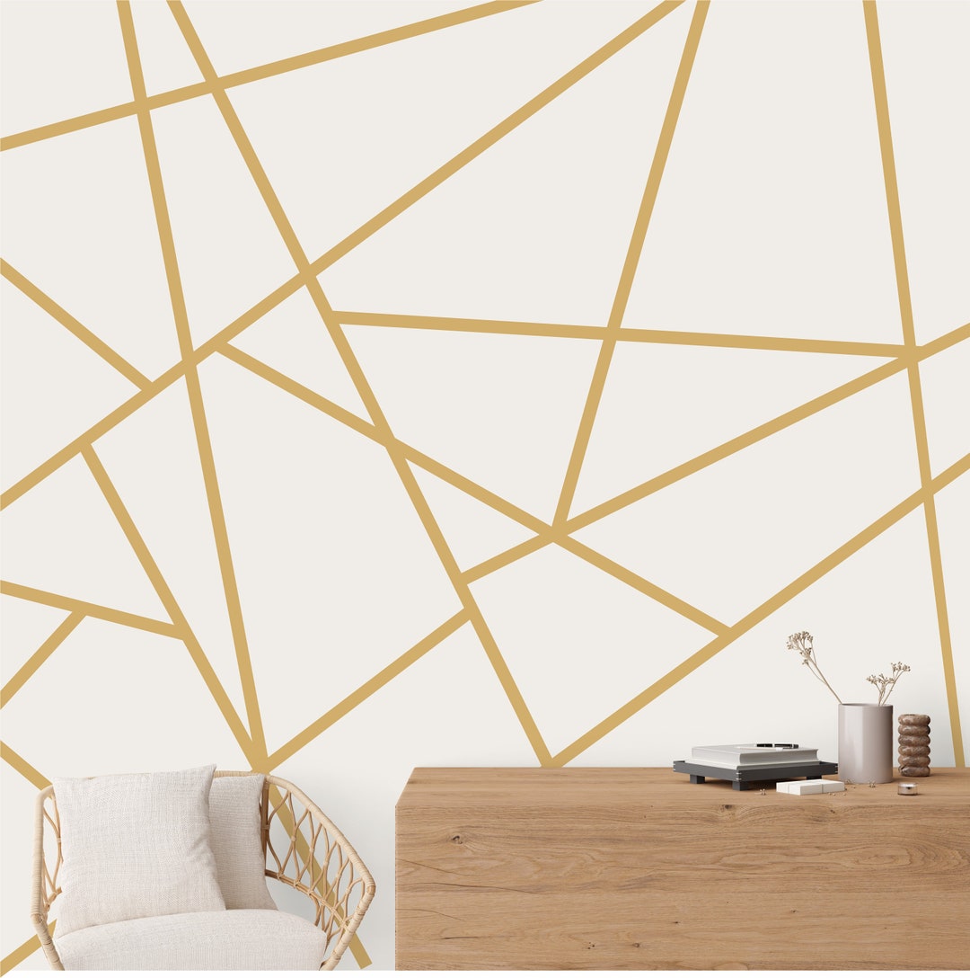 Golden Stripes Wall Decals by Wallency Art Deco Wall Decor Geometric