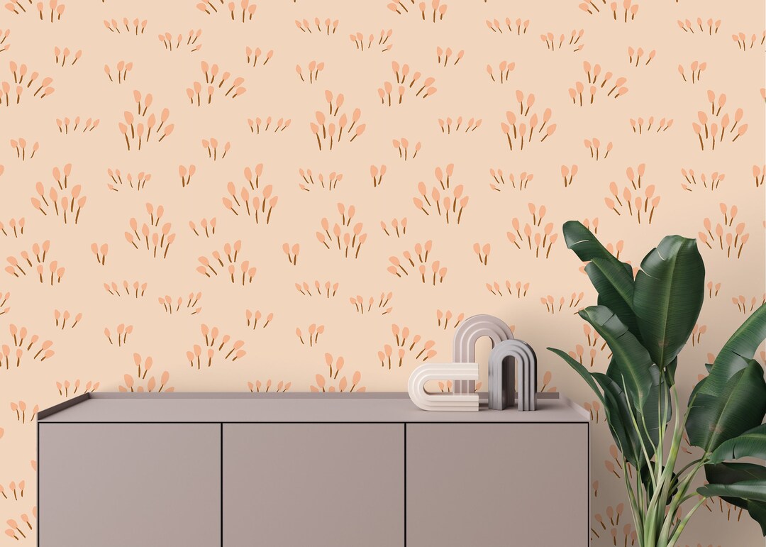 Boho Floral Wallpaper - Minimalist Tiny Poppy Flower Wallpaper, Nursery ... - Small Floral Wallpaper For Minimalist Decor