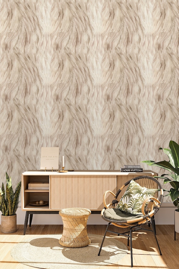 Pampas Grass Pattern Wallpaper / Nude Wheat Boho Wall Decor / 