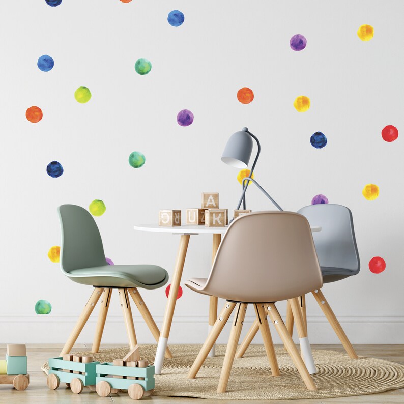 Watercolor Polka Dot Wall Decals by Wallency Colorful Peel Etsy