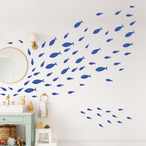 Calcomanías de pared de peces de Wallency Escuela de peces pegatinas de pared de vinilo Calcomanía de habitación para niños Decoración de guardería náutica Peel & Stick, Extraíble imagen 1