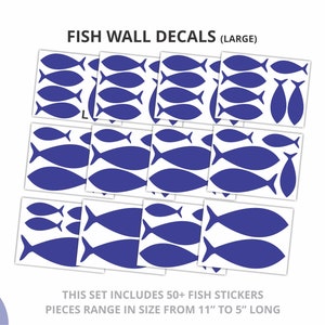 Calcomanías de pared de peces de Wallency Escuela de peces pegatinas de pared de vinilo Calcomanía de habitación para niños Decoración de guardería náutica Peel & Stick, Extraíble Large