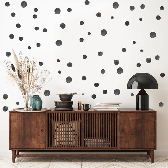 Watercolor Black Polka Dot Wall Decals by Wallency Peel & Etsy