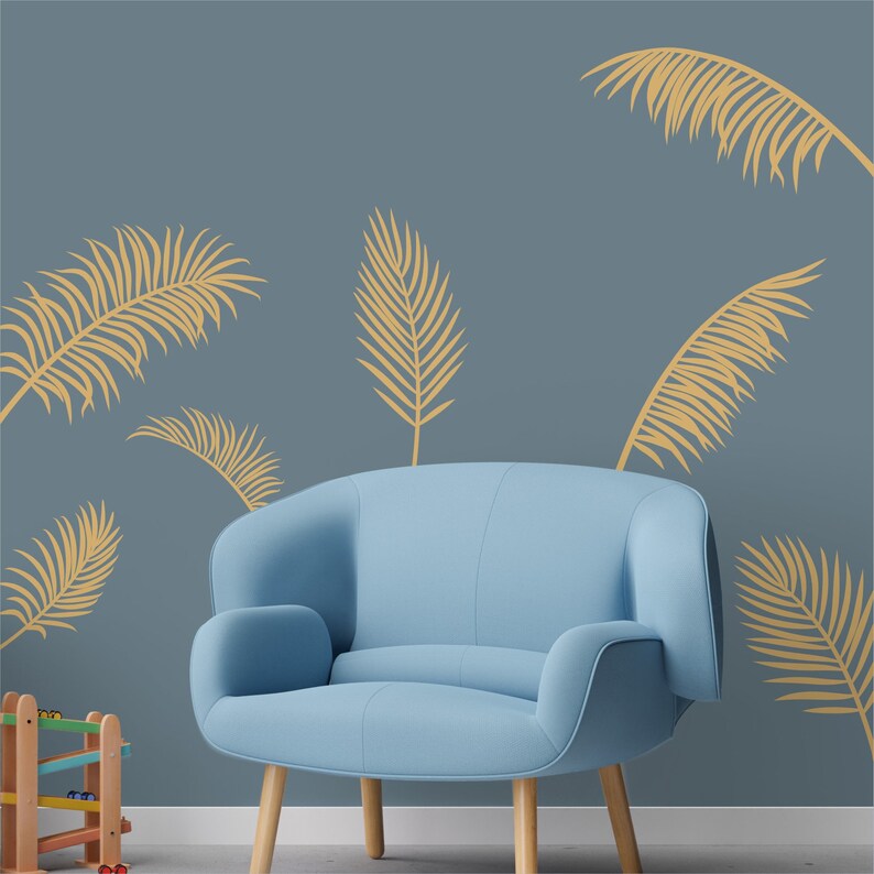Wallency Palm Leaves Wall Decal Removable Vinyl Sticker Etsy