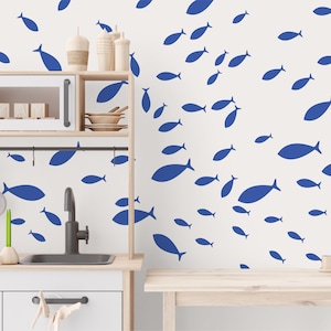 Fish Wall Decals by Wallency School of Fish Vinyl Wall Stickers Kids Room Decal Nautical Nursery Decor Peel & Stick, Removable image 2