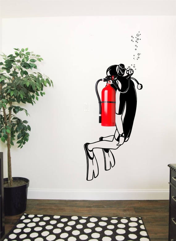 Naklejka Do Nurkowania Z Akwalungiem Dekoracja Biurowa Etsy