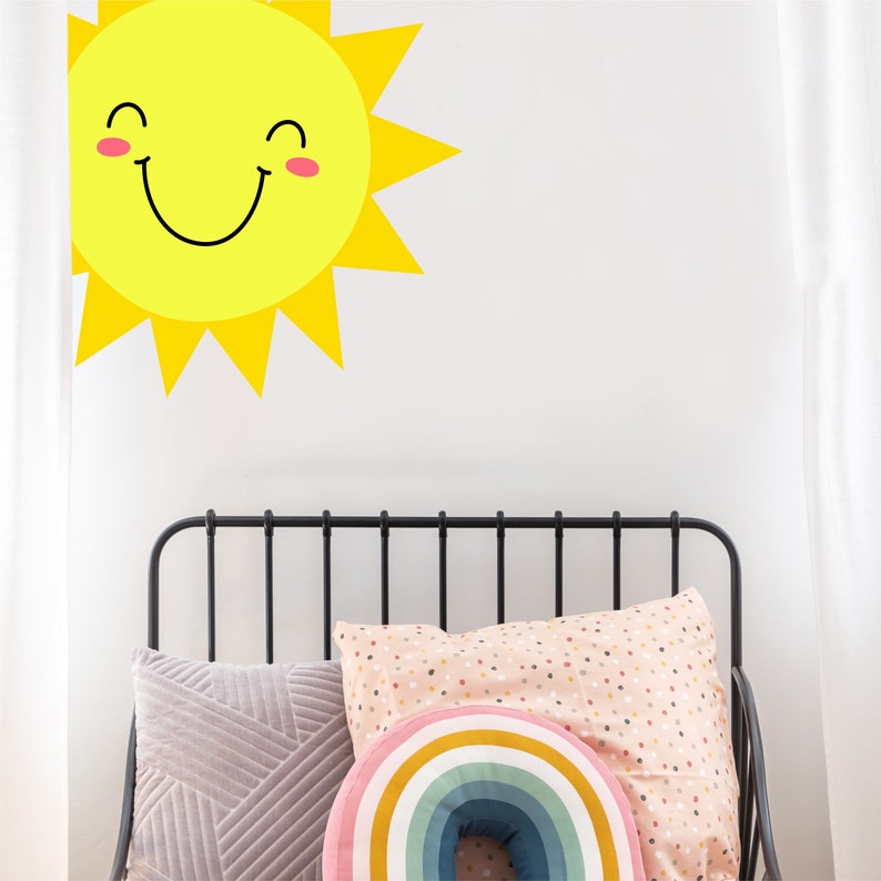 Sun Wall Decals by Wallency Happy Face Sun Wall Decal Playroom Wall Decal Nursery Decor Kids Room Decal Peel & Stick, Removable image 5