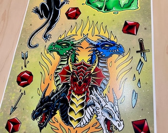 TPK - Dungeons and Dragons/D&D/DND - Tattoo Flash Sheet - Art Print