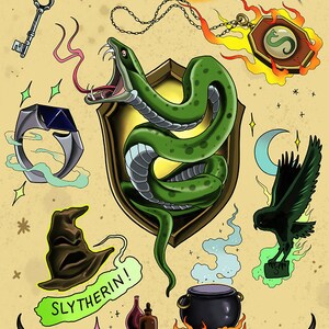 Hogwarts House harry Potter Tattoo Flash Sheet Art Print - Etsy