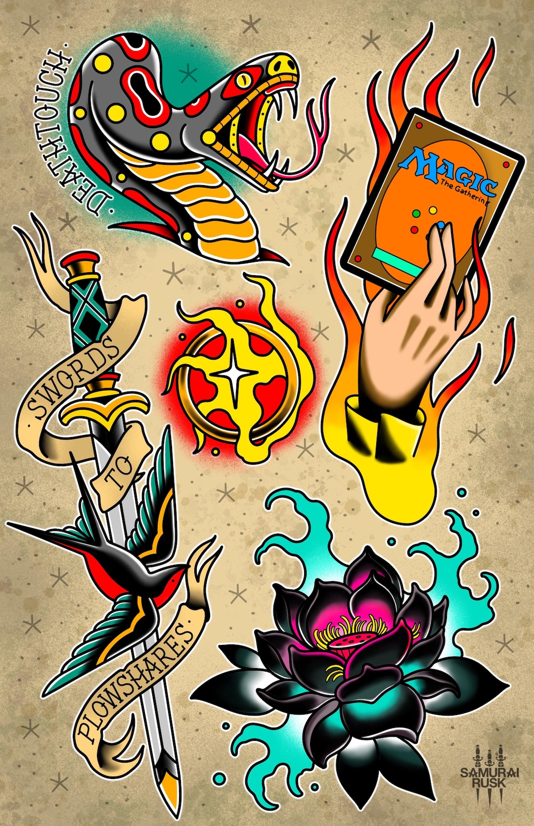 Magic the Gathering Flash Sheet - Tattoo Flash Sheet - Art Print - Etsy