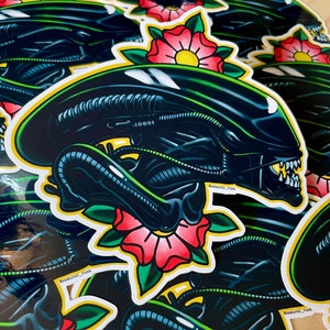 Alien - Xenomorph - Large Vinyl Sticker - Tattoo Flash