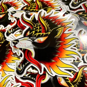 Hound - Vinyl Sticker - Tattoo Flash