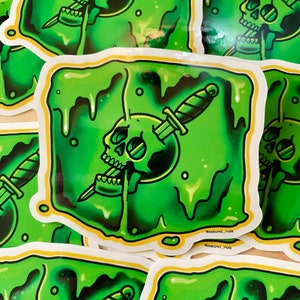 Gelatinous Cube Sticker - Vinyl Sticker - Tattoo Flash
