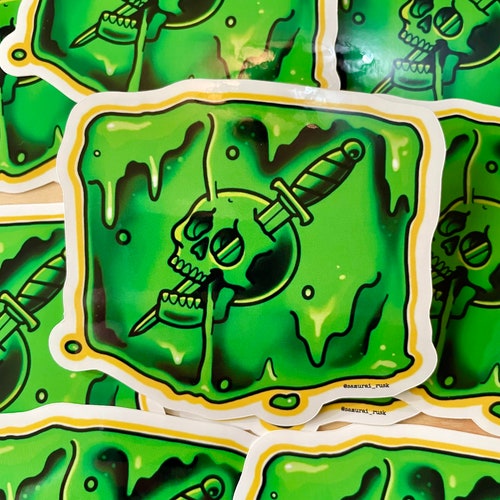 Gelatinous Cube Sticker - Vinyl Sticker - Tattoo Flash