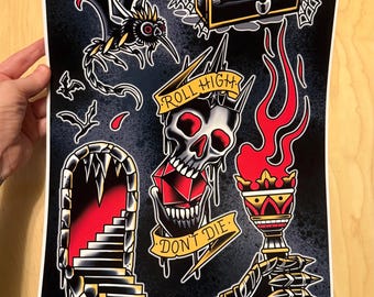 Shadowdark - Tattoo Flash Sheet - Art Print - Etsy