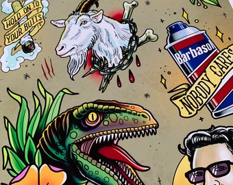 Jurassic Park - Tattoo Flash Sheet - Art Print - Etsy