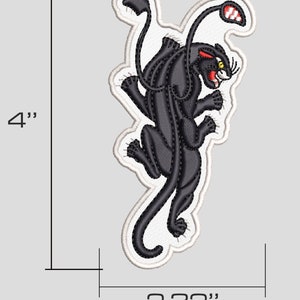 May include: Black panther embroidered iron-on patch, 4 inches tall and 2.32 inches wide.