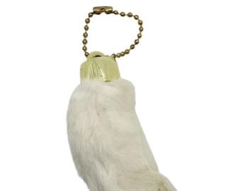 LUCKY Lapin taxidermie des pieds porte-clés pendentif porte-clés naturel dans un sac en organza, bizarreries, objet de collection, folklore nord-américain, amulette