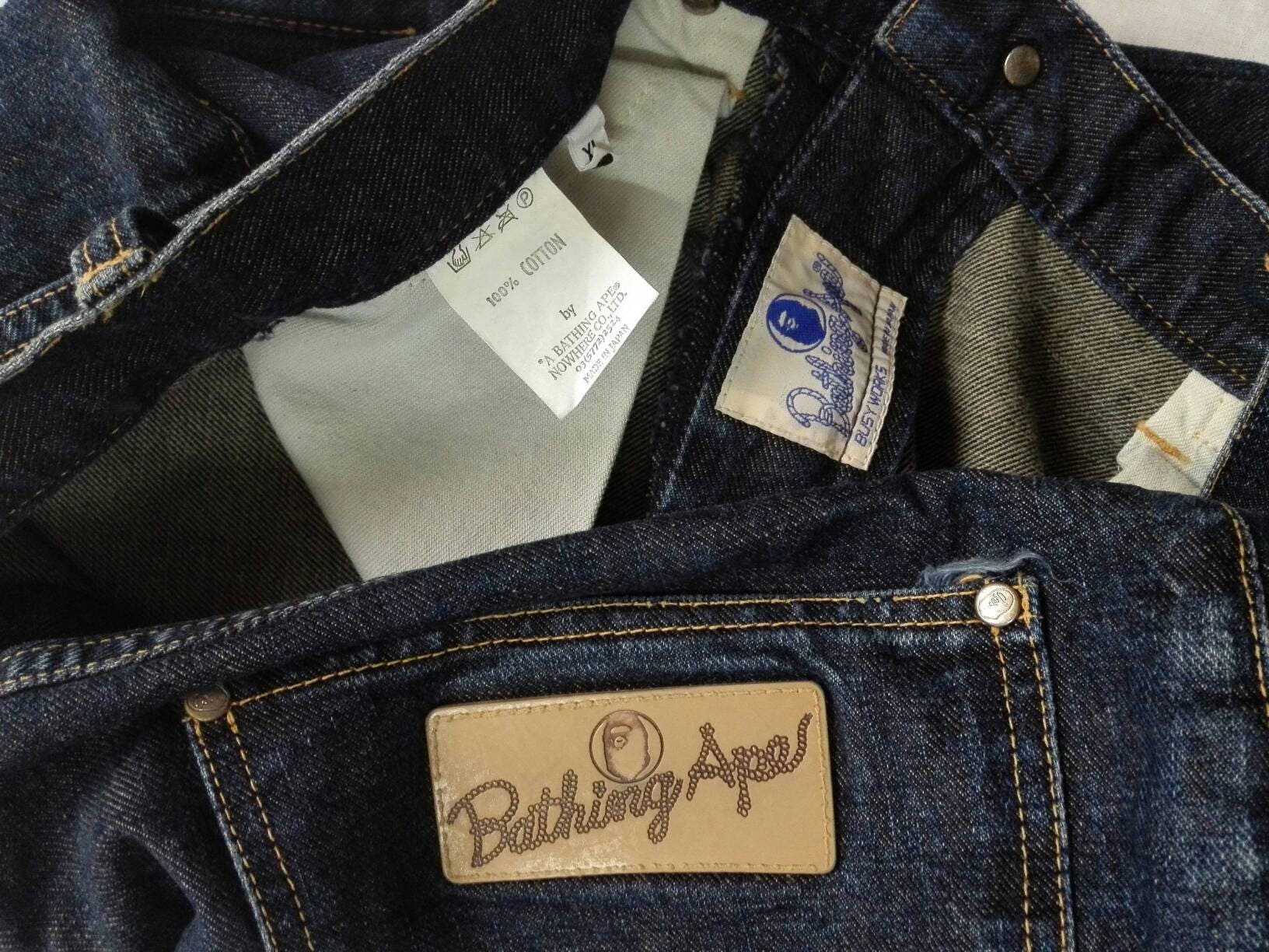 A Bathing Ape Busy Works Vintage Mens Jeans Bape Denim Rare Made In Japan Size L