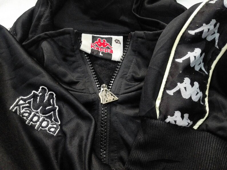 Sale! Vintage Kappa Jacket Jaspo Big Logo Fully Zipper Stripe Logo Hip Hop Sport Size Large