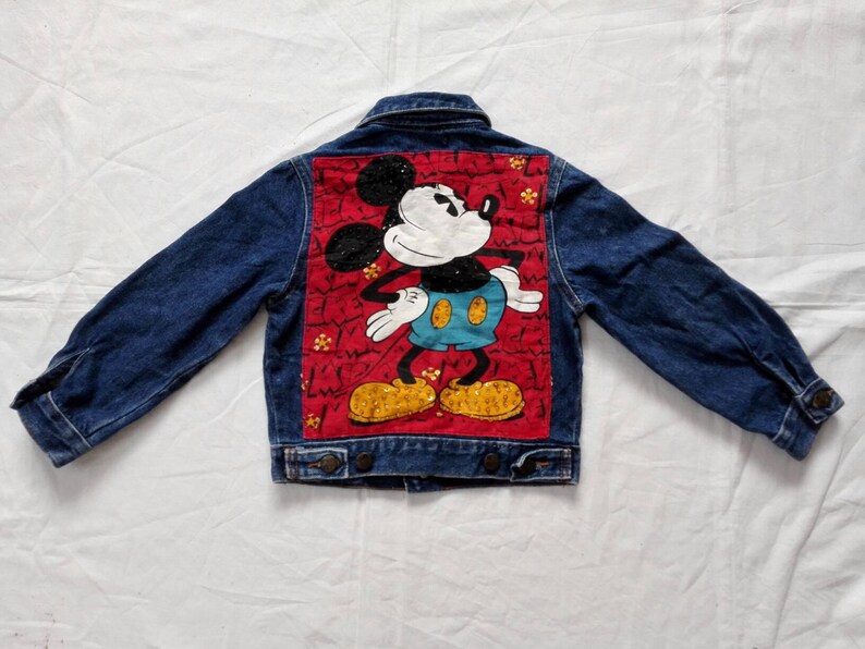 Sale Rare Vintage Mickey Mouse Denim Jacket 90s Mickey & - Etsy