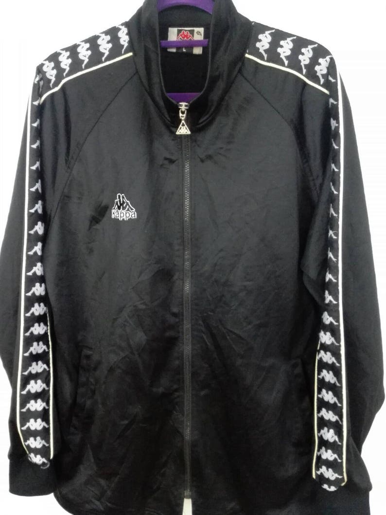 Sale! Vintage Kappa Jacket Jaspo Big Logo Fully Zipper Stripe Logo Hip Hop Sport Size Large