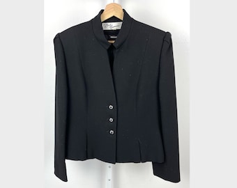 Vintage BERT NEWMAN Jacket Blazer Jewel Buttons Dressy USA Black 12