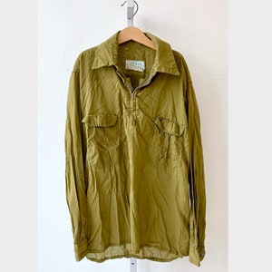Alvear Milano Italy Vintage Pullover Tunic Shirt Half Zip Collared Top Cargo Pocket Green Cotton Adult S Small