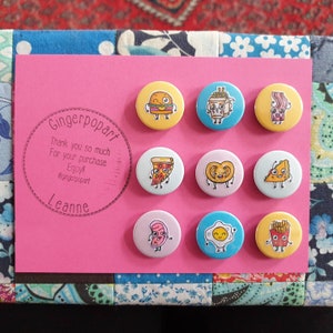 Set of nine fridge magnets. Handmade and full of colour to brighten up your fridge or wherever you fancy sticking them to!!