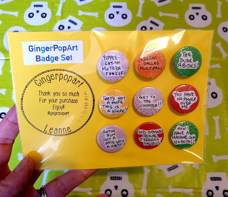 Set of Nine Pin Badges. Handmade and Full of Colour to Brighten up Tops ...