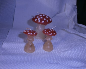 Juego de 3 velas de seta Amanita muscaria