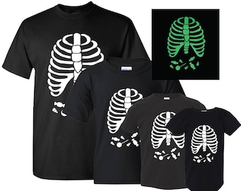 Candy Ribs GLOW in the Dark T-shirt / Ghoul / Ghostly Top / Halloween Spirit / Halloween Treat / Skeleton Fun/ Adults, Kids, Infant