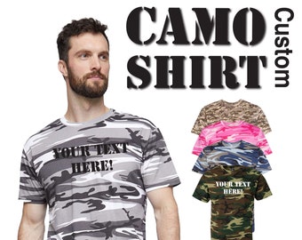Custom CAMO Crewneck T-Shirt hunting / work out shirt / gym workout /southern personalized tshirt custom shirt make your own shirt country