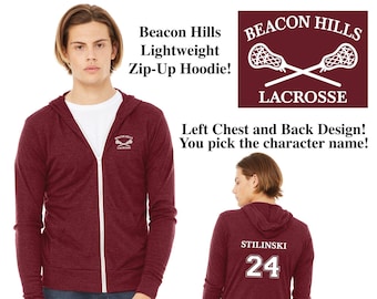 Beacon Hills Lacrosse Teen Wolf Unisex Triblend Lightweight Full-Zip Hoodie Tee Teen Wolf Werewolves McCall Stilinski Lahey Dunbar Hale